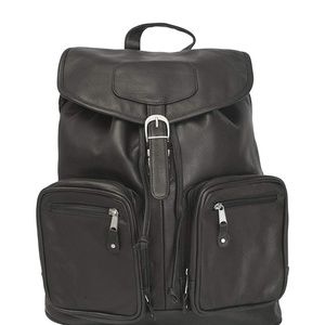 Canyon Outdoor Backpack Black Leather Laptop Bag